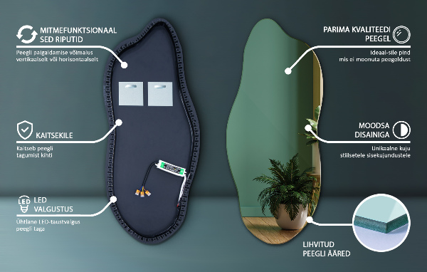 Oglinda forma neregulata led 35x80 cm