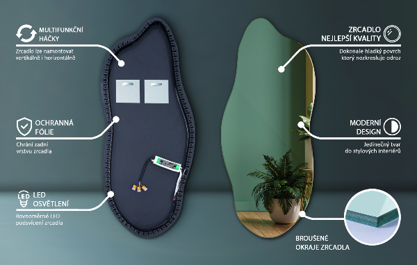 Oglinda forma neregulata led 45x100 cm