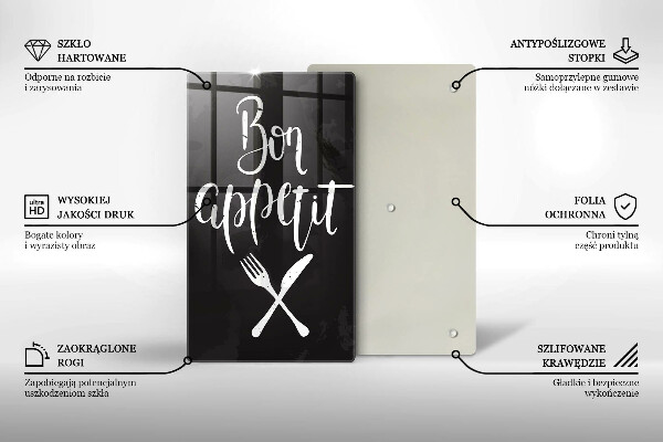 Tocător sticlă Inscripție Bon appetit