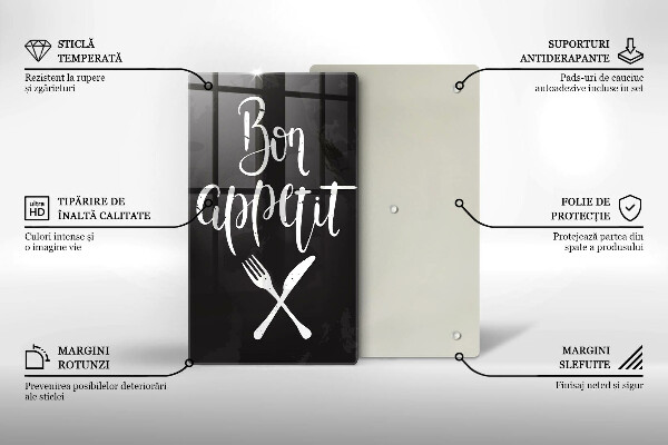 Tocător sticlă Inscripție Bon appetit