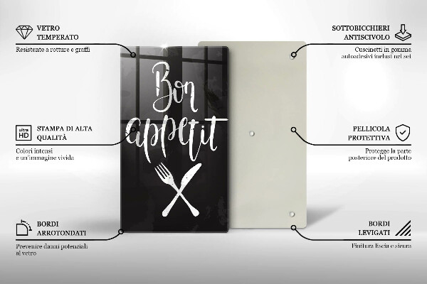 Tocător sticlă Inscripție Bon appetit