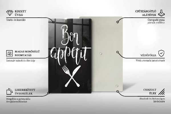 Tocător sticlă Inscripție Bon appetit