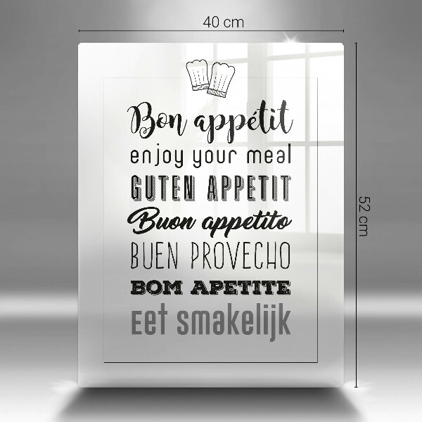 Tocător sticlă Inscripție în bucătărie spunând