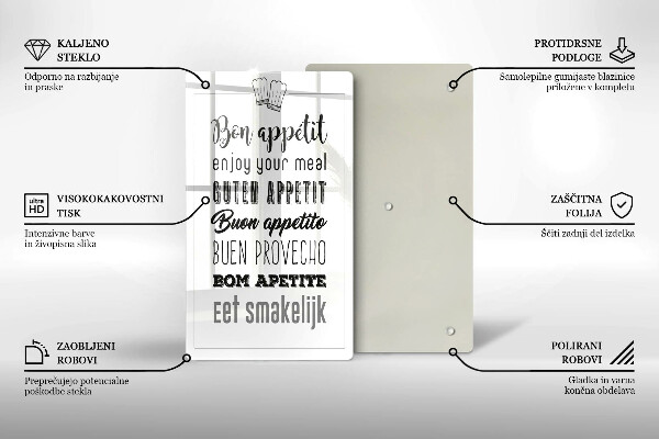 Tocător sticlă Inscripție în bucătărie spunând