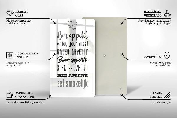 Tocător sticlă Inscripție în bucătărie spunând