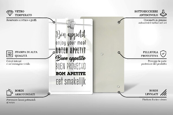 Tocător sticlă Inscripție în bucătărie spunând