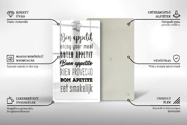 Tocător sticlă Inscripție în bucătărie spunând