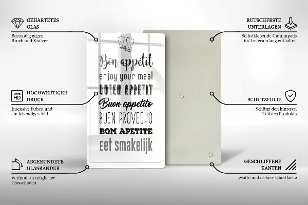 Tocător sticlă Inscripție în bucătărie spunând