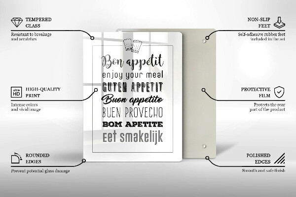 Tocător sticlă Inscripție în bucătărie spunând