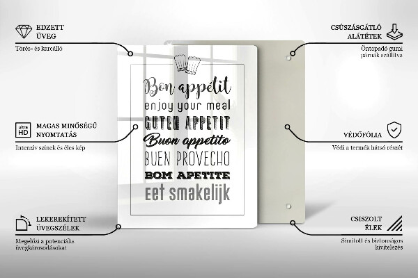 Tocător sticlă Inscripție în bucătărie spunând