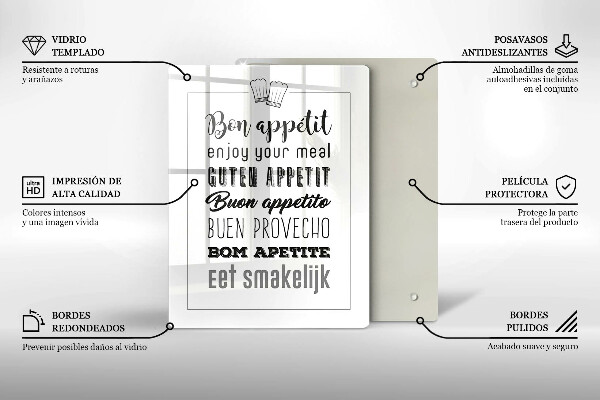 Tocător sticlă Inscripție în bucătărie spunând