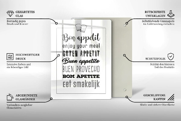 Tocător sticlă Inscripție în bucătărie spunând