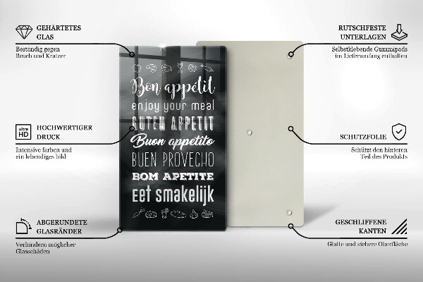 Tocător sticlă Inscripție în bucătărie spunând