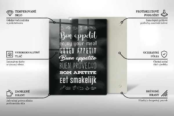 Tocător sticlă Inscripție în bucătărie spunând