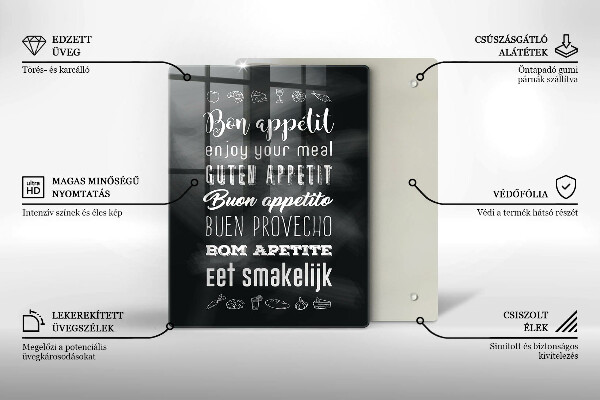 Tocător sticlă Inscripție în bucătărie spunând