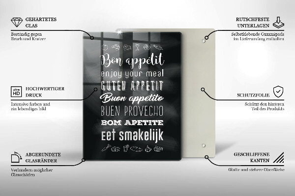 Tocător sticlă Inscripție în bucătărie spunând