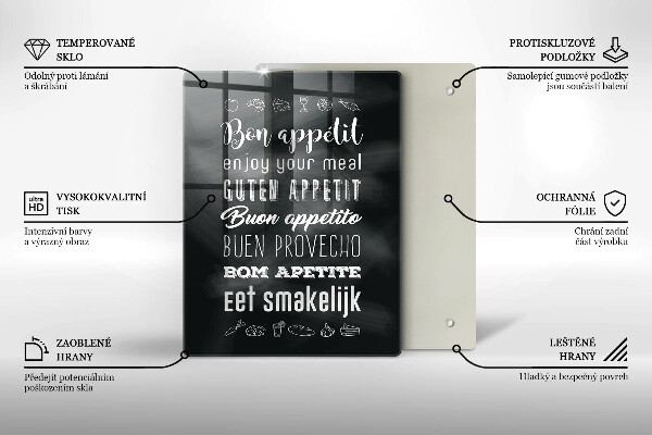 Tocător sticlă Inscripție în bucătărie spunând