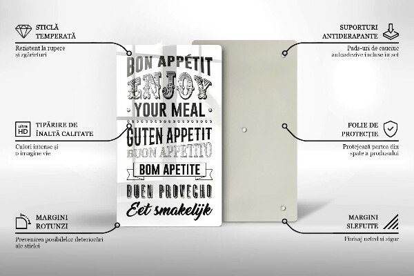 Tocător sticlă Inscripție pentru bucătărie propoziție