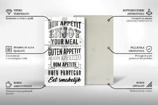 Tocător sticlă Inscripție pentru bucătărie propoziție