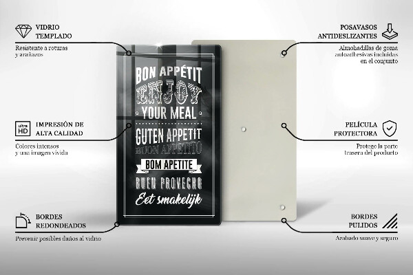 Tocător sticlă Inscripție pentru bucătărie propoziție