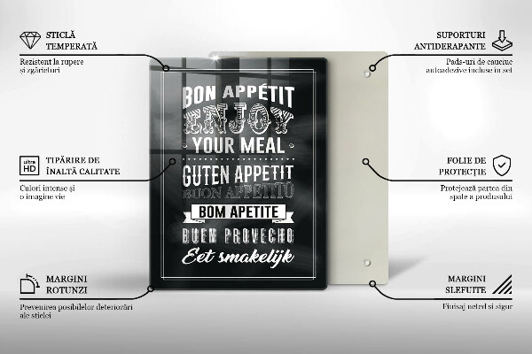 Tocător sticlă Inscripție pentru bucătărie propoziție