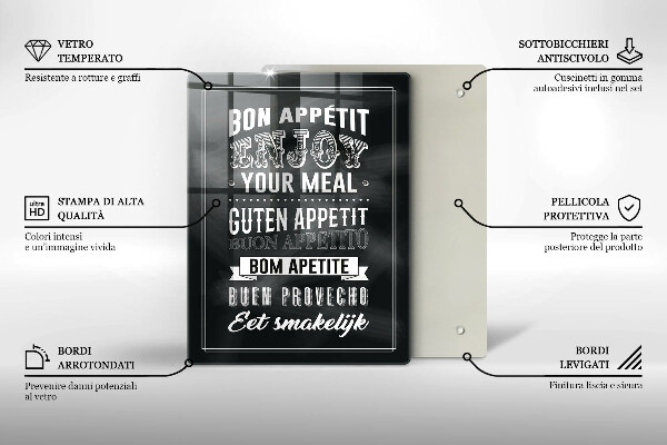 Tocător sticlă Inscripție pentru bucătărie propoziție