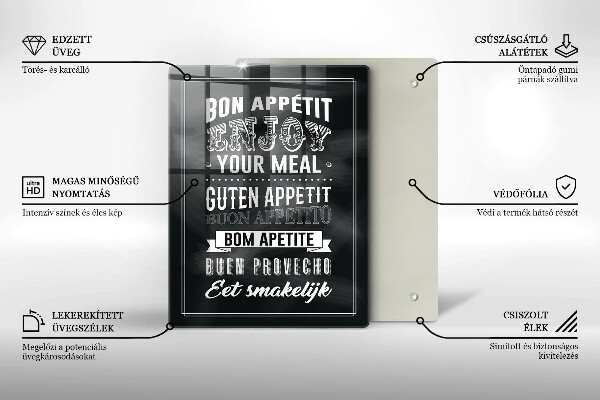 Tocător sticlă Inscripție pentru bucătărie propoziție