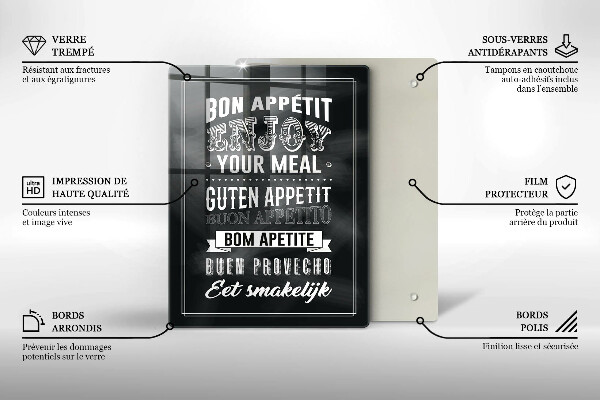 Tocător sticlă Inscripție pentru bucătărie propoziție