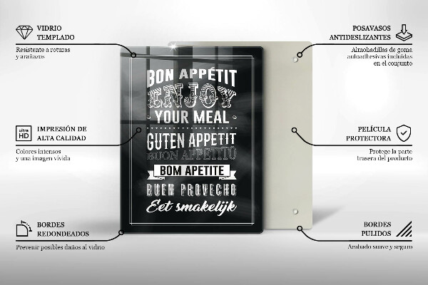 Tocător sticlă Inscripție pentru bucătărie propoziție