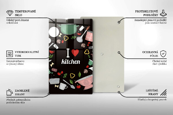 Tocător sticlă I love kitchen