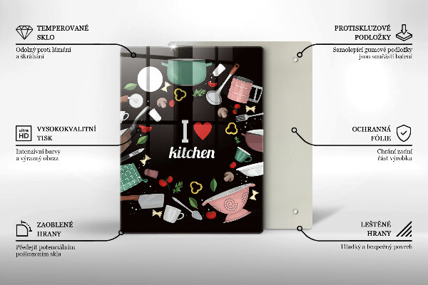 Tocător sticlă I love kitchen