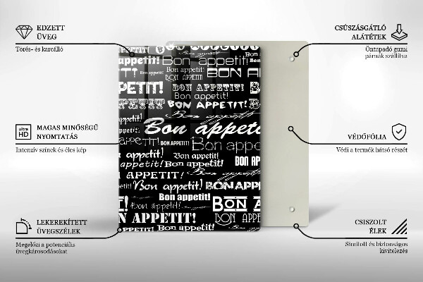 Tocător sticlă Bucătărie subtitrat Bon appetit