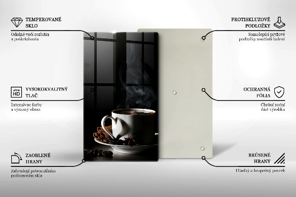 Tocător sticlă O ceașcă de cafea fierbinte