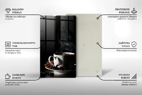 Tocător sticlă O ceașcă de cafea fierbinte