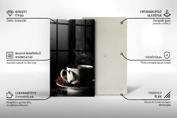 Tocător sticlă O ceașcă de cafea fierbinte