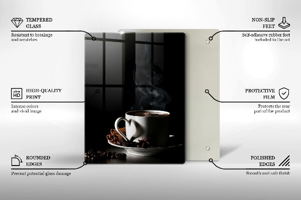 Tocător sticlă O ceașcă de cafea fierbinte