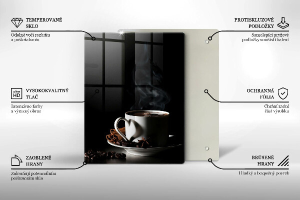 Tocător sticlă O ceașcă de cafea fierbinte