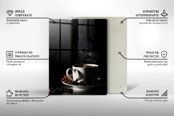 Tocător sticlă O ceașcă de cafea fierbinte
