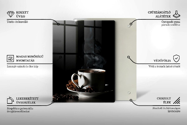 Tocător sticlă O ceașcă de cafea fierbinte