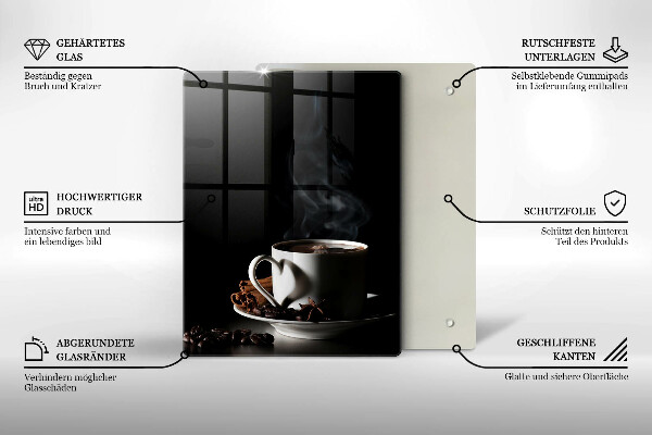 Tocător sticlă O ceașcă de cafea fierbinte