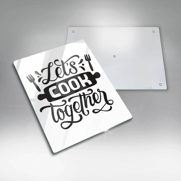 Tocător sticlă Napis Let's cook together