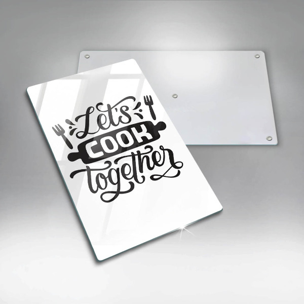 Tocător sticlă Napis Let's cook together