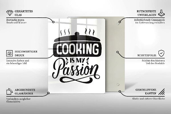 Tocător sticlă Cooking is my passion