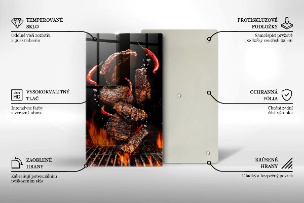 Tocător sticlă Carne la gratar