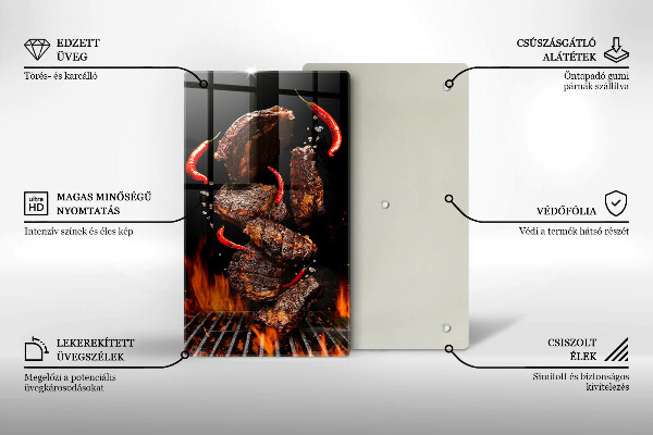 Tocător sticlă Carne la gratar