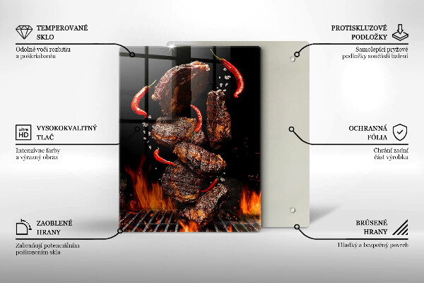 Tocător sticlă Carne la gratar