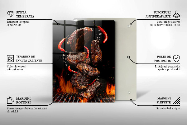 Tocător sticlă Carne la gratar