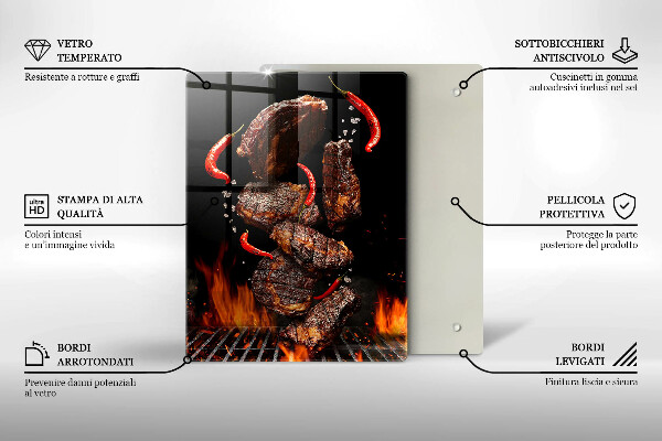 Tocător sticlă Carne la gratar