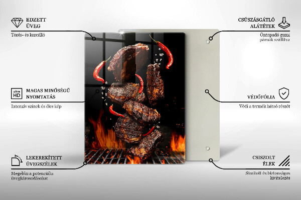 Tocător sticlă Carne la gratar