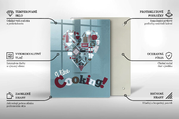 Tocător sticlă I like cooking